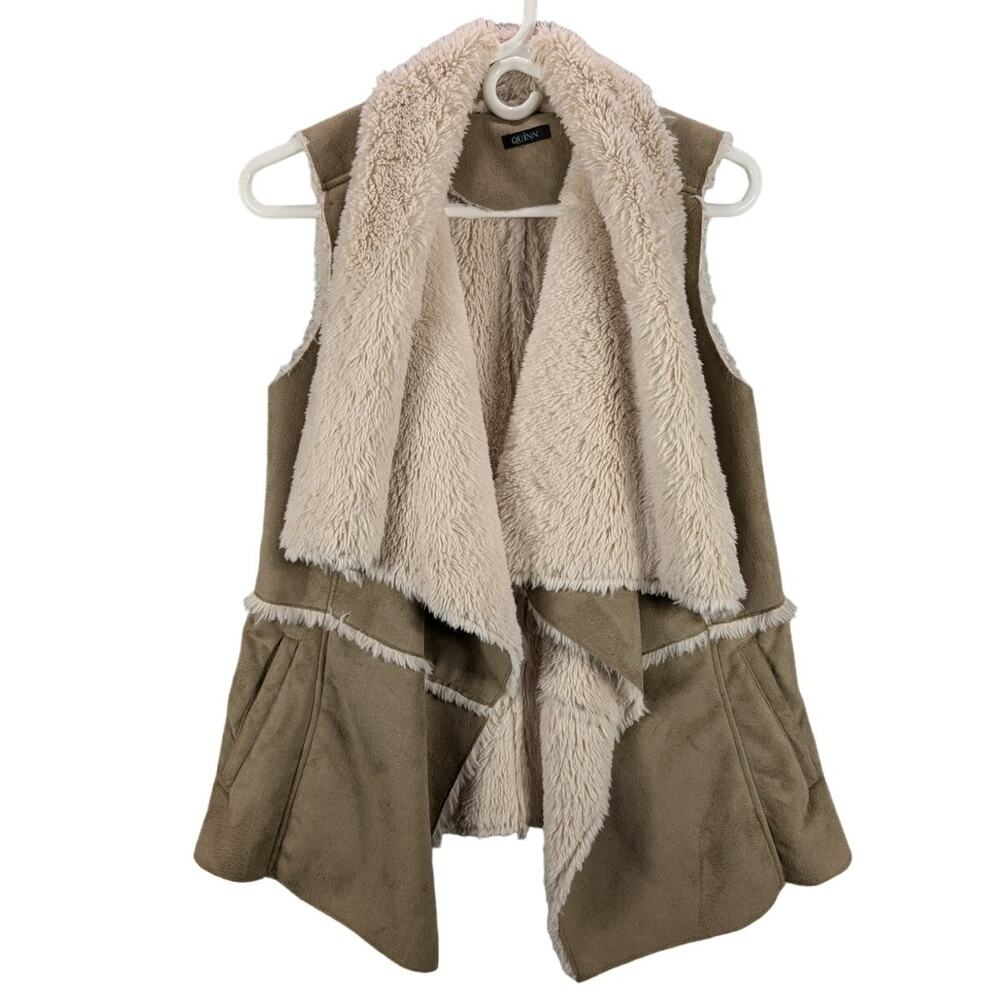 Quinn Vest Womens Medium Penny Lane Brown Fuzzy Lined Faux Suede Boho Retro